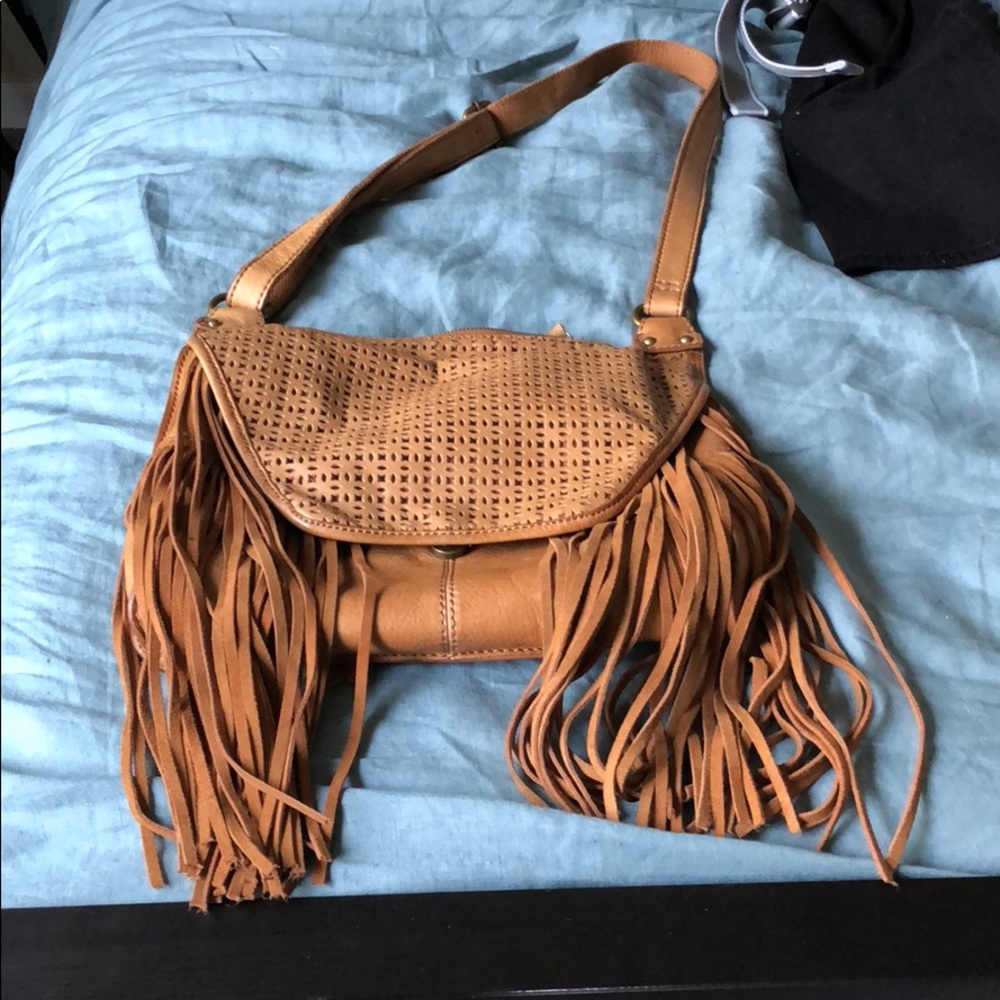 Leather lucky boho tassel bag